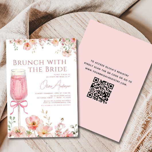 QR-Code-Brunch mit dem Bride Pink-Brautparty Einladung