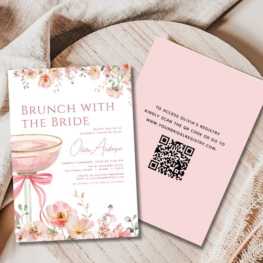 QR-Code-Brunch mit dem Bride Pink-Brautparty Einladung