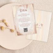 QR Code Brush Gold & Terracotta Monogram Wedding Begleitkarte