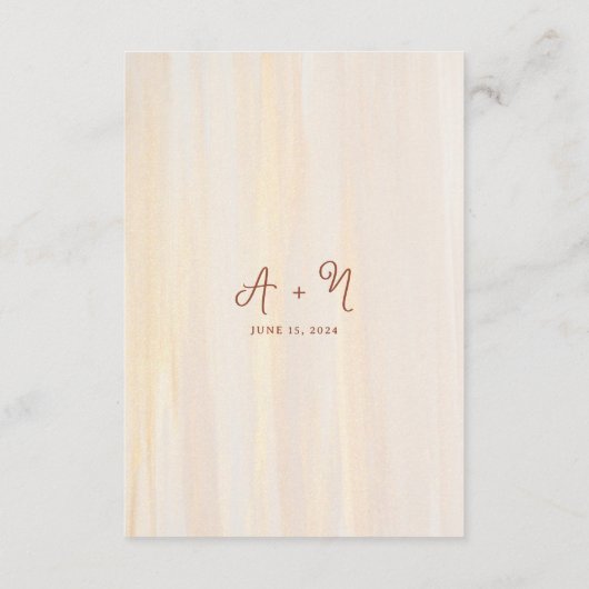 QR Code Brush Gold & Terracotta Monogram Wedding Begleitkarte (Rückseite)