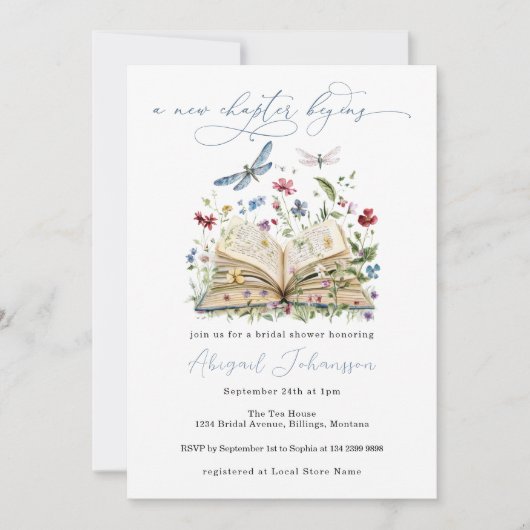 QR Code Buch Neues Kapitel beginnt Brautparty Einladung (Vorderseite)