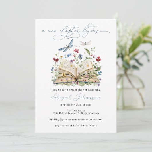 QR Code Buch Neues Kapitel beginnt Brautparty Einladung (Stehend Vorderseite)