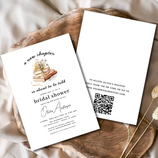 QR Code Buch Neues Kapitel beginnt Brautparty Einladung
