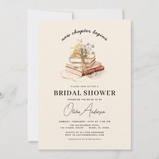 QR Code Buch Neues Kapitel beginnt Brautparty Einladung (Vorderseite)