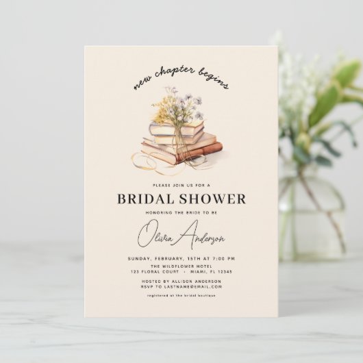 QR Code Buch Neues Kapitel beginnt Brautparty Einladung (Stehend Vorderseite)