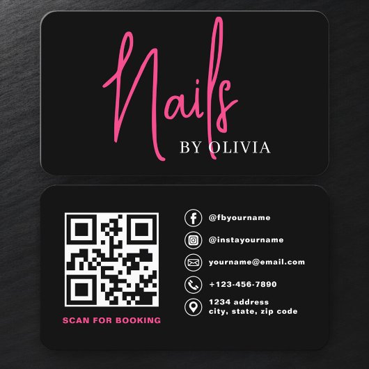 QR-Code-Buchung für Nageldesigner Visitenkarte