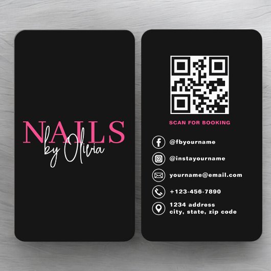 QR-Code-Buchung für Nageltechniker Visitenkarte