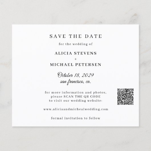 QR CODE Budget Moderne Foto Hochzeit speichern das Flyer (Hinten)