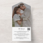 QR Code Budget Monogram Foto Overlay Hochzeit All In One Einladung (Innen Boden)