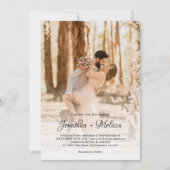 QR Code Budget Overlay 2 Foto Script Hochzeit Einladung (Vorderseite)