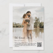 QR Code Budget Overlay 2 Foto Script Hochzeit Einladung (Rückseite)