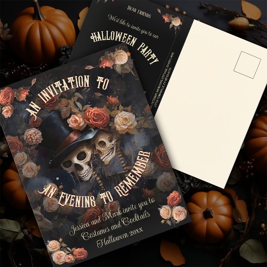 QR Code Budget Skelette UAWG Halloween Einladung Postkarte