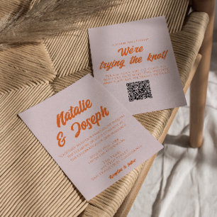 QR-Code Bunt Fett Lustig Bunt Retro-Hochzeit Einladung