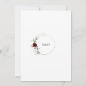 QR Code Burgundy Blumengrün GoldWedding Einladung (Rückseite)