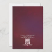 QR Code Burgundy Blush Floral Wasserfarben-Skript Einladung (Rückseite)