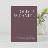 QR Code Burgundy Minimalist Photo Wedding Einladung (Stehend Vorderseite)