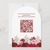QR Code Burgundy Pink Floral Brautparty Einladung (Rückseite)