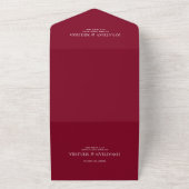 QR Code Burgundy Red Simple Overlay Foto Wedding All In One Einladung (Außenbereich)