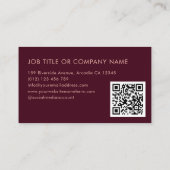 QR Code Burgundy Rose Gold Monogram Elegant Visitenkarte (Rückseite)