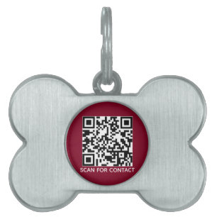 QR Code burgundy scannable kontaktlose Info-Hund Tiermarke