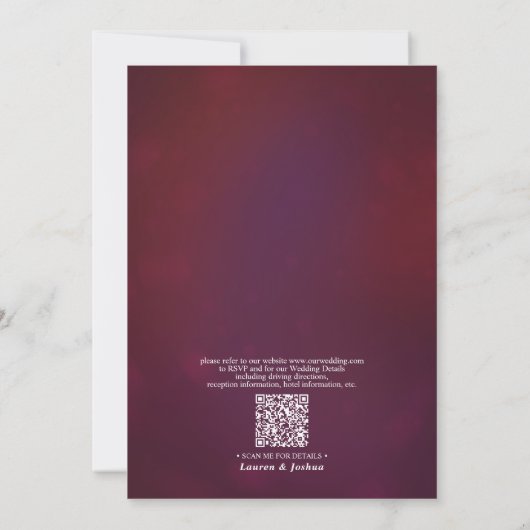 QR Code Burgundy Sonnenblume Rustikale Hochzeit Ho Einladung (Rückseite)