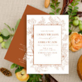 QR Code Burnt Orange Blumenstrauß Art Wedding Einladung