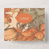 QR Code Burnt Orange Floral Art Nouveau Hochzeit All In One Einladung (Rückseite)