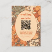 qr code Burnt Orange Floral Art Nouveau Wedding Begleitkarte (Vorderseite)