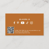 QR-Code burnt orange moderner Schönheitseinfluss Visitenkarte (Rückseite)