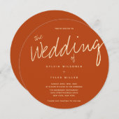 QR Code Burnt Orange Typografy Wedding Einladung (Vorne/Hinten)