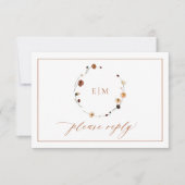 QR Code Burnt Orange Wappen Monogramm UAWG RSVP Karte (Vorderseite)