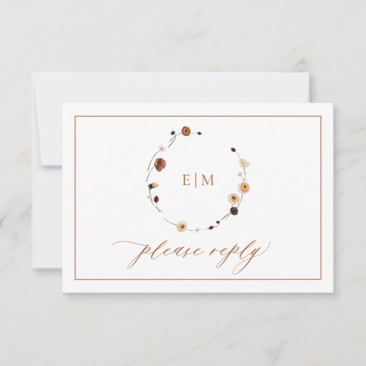 QR Code Burnt Orange Wappen Monogramm UAWG RSVP Karte (Vorderseite)