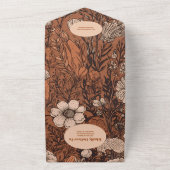 QR Code Burnt Orange Wildblumen Hochzeit All In One Einladung (Außenbereich)