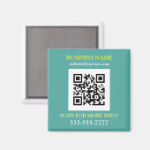 QR Code, Bus. Name Promo, gelb, Aquamarin Magnet (Vorderseite/Rückseite)