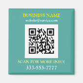 QR Code, Bus. Name Promo, gelb, Aquamarin Magnet (Vorne)