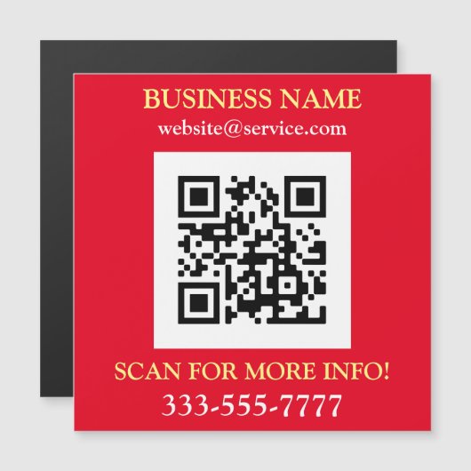 QR Code, Bus. Name Promo, gelb, rot Magnetkarte (Vorne/Hinten)