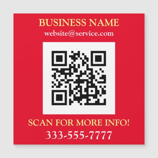 QR Code, Bus. Name Promo, gelb, rot Magnetkarte (Vorderseite)