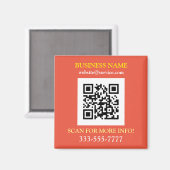 QR Code, Bus. Name Promo, gelb-weißer Orange Magnet (Vorderseite/Rückseite)