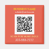 QR Code, Bus. Name Promo, gelb-weißer Orange Magnet (Vorne)
