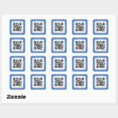 QR Code Bus. Name Website Promo, blau Quadratischer Aufkleber (Blatt)