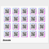QR Code Bus. Name Website Promo, Blue & Lila Quadratischer Aufkleber (Blatt)