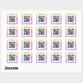 QR Code Bus. Name Website Promo, Brushed Rainbow Quadratischer Aufkleber (Blatt)