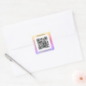 QR Code Bus. Name Website Promo, Brushed Rainbow Quadratischer Aufkleber (Umschlag)