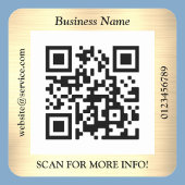 QR Code Bus. Name Website Promo, Brushed Yel. Gold Quadratischer Aufkleber