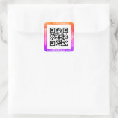 QR Code Bus. Name Website Promo, geometrisch/Lila Quadratischer Aufkleber (Tasche)
