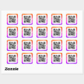 QR Code Bus. Name Website Promo, geometrisch/Lila Quadratischer Aufkleber (Blatt)