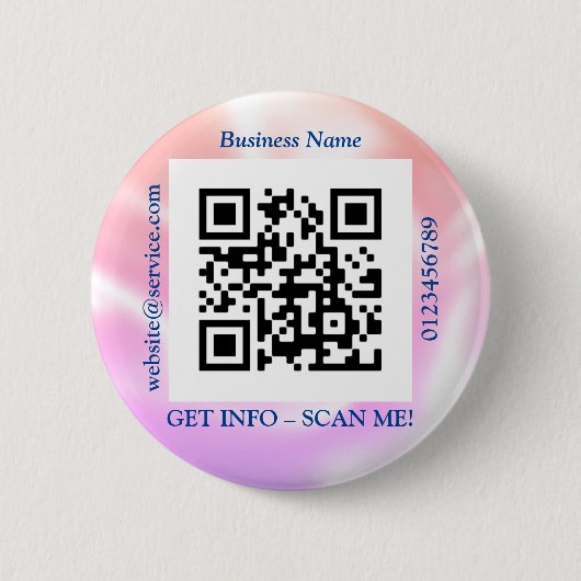 QR Code Bus. Name Website Promo, Iridescent Button (Vorderseite)