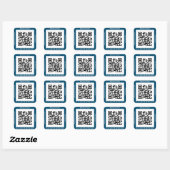 QR Code Bus. Name Website Promo, Ocean Blue Quadratischer Aufkleber (Blatt)