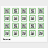 QR Code Bus. Name Website Promo, Seite Quadratischer Aufkleber (Blatt)