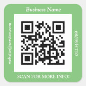 QR Code Bus. Name Website Promo, Seite Quadratischer Aufkleber (Vorderseite)